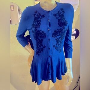 EUC H&M Lightweight Cardigan Sweater Top, Flared Ruffle, Size L